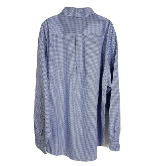 Tommy Hilfiger Mens Shirt Large Button Long Sleeve Plaid Blue Cotton Logo Pocket - Picture 2 of 11